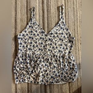 American Eagle Soft and Sexy Tank Top Floral Blue Size L